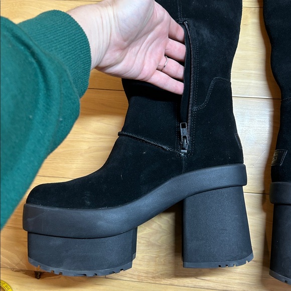 NWOT UGG Black Suede New Heights Platform Xtra Over the Knee Boots | Size 8.5 - Picture 3 of 11